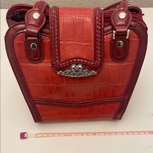 Elegant Red Crocodile Pattern Tote Bag